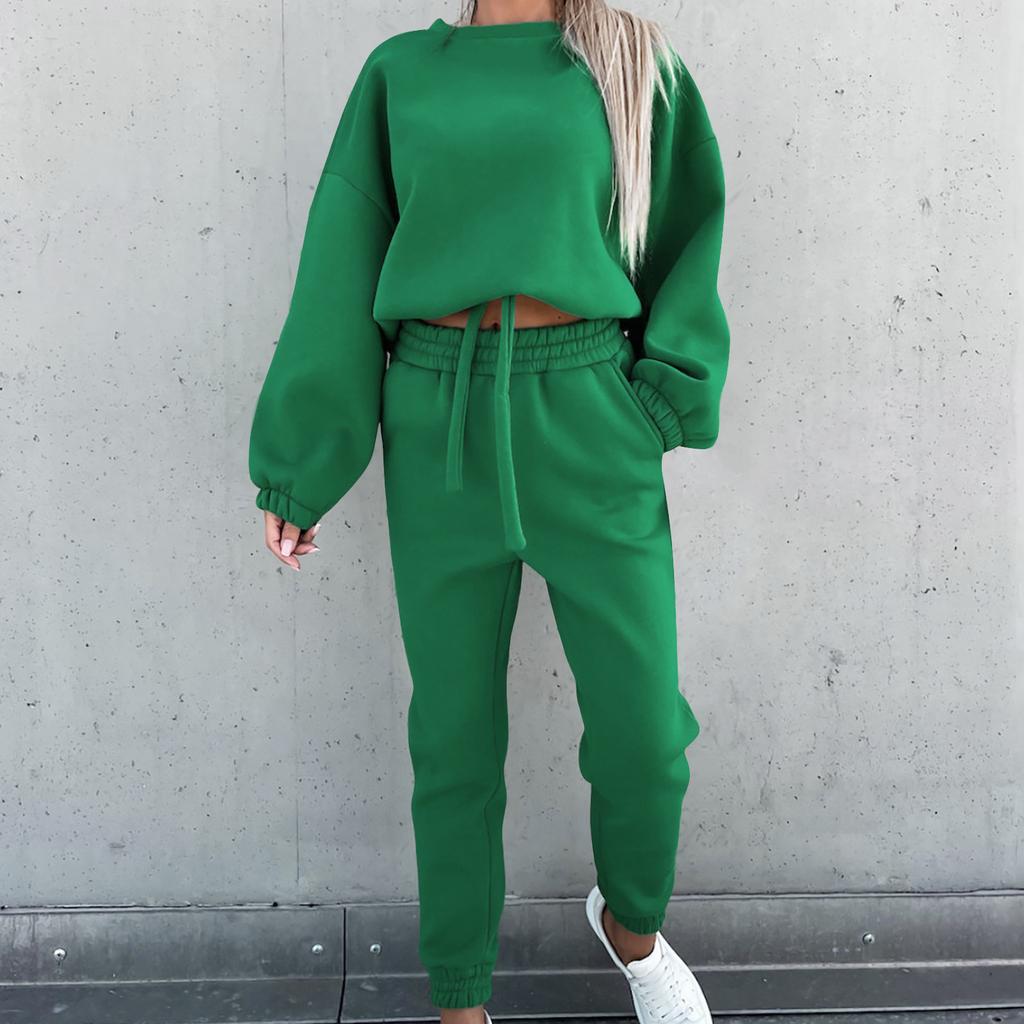 Women's Casual Sports Suit  And Winter Fashion Loose Long-Sleeved Sweater Two-Piece