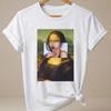 Funny Mona Lisa Tshirt 90s Streetwear Casual Graphic Tees Print Short Sleeve T Shirt Clothing Top Summer Ladies Girls Tshirt