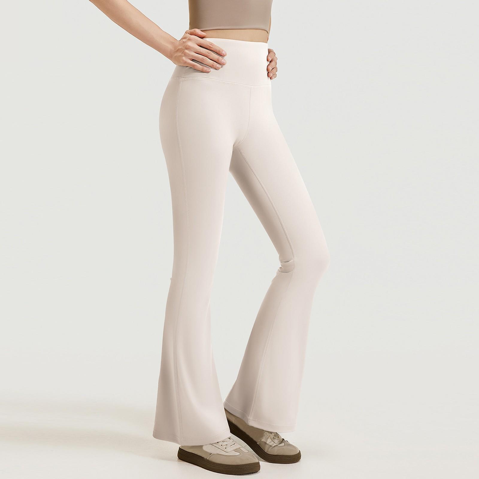 

Womens Pants Casual Pants With Pockets Pull On Flare Slacks High Waist Stretchy Trousers XL белый