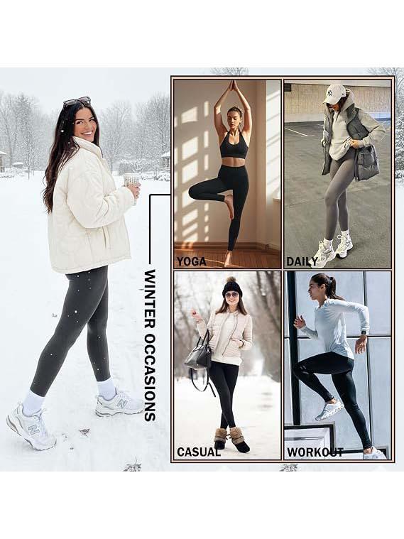 Women's High Waist Yoga Pants - White Fleece, Butt Lifting, Pocket, Sports, Elastic Base Layer, Plus Velvet, Thick.