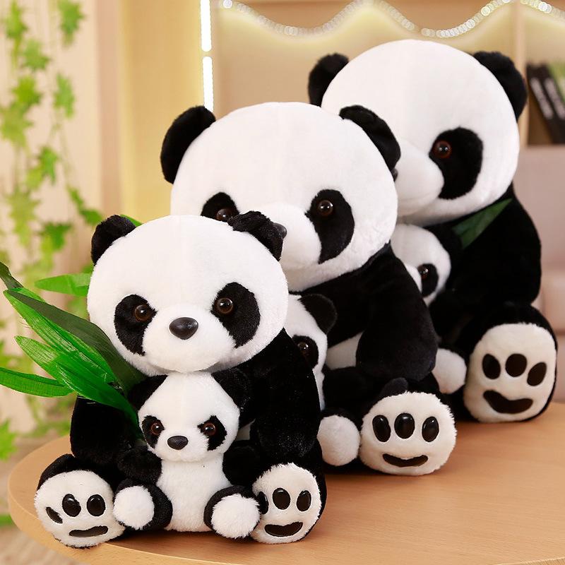 Mother and Son Panda Doll Plush Toy Black and White Ragdoll Throw Pillow Hug Bear Doll Doll Give Girlfriend Birthday Gift