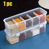 5-Compartment Spice Storage Box with Lid, Large Organizer for Salt, Pepper & Spices, Space-Saving Kitchen Container