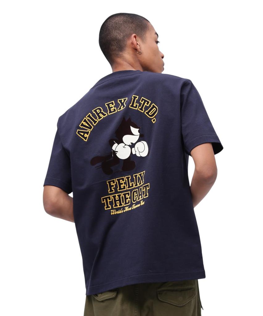 Avirex FELIX BOXING XL Short T-SHIRT, Men's (120), Navy, Sleeve, 783-5134034