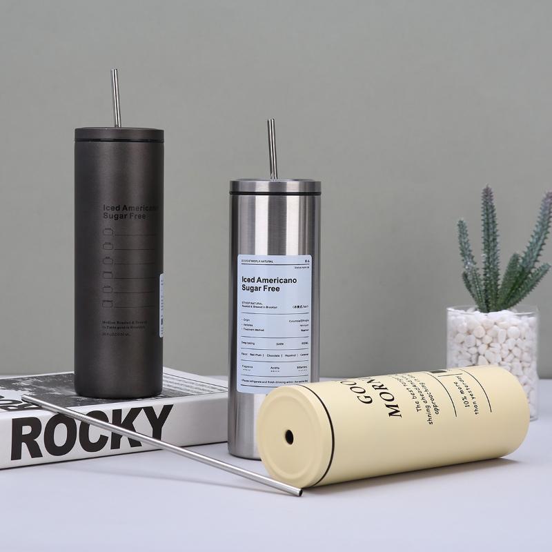 Stainless Steel Coffee Mug 16oz Portable Insulated with Straw for Outdoor Adventures and Travel