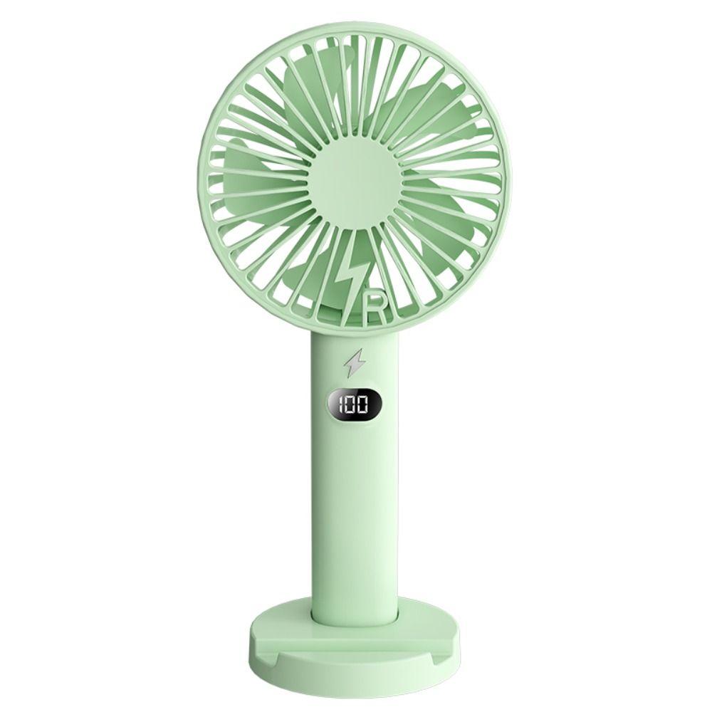 LCD Display Mini Fan With Phone Holder 5-Speed Wind Desk Fan Portable Charging Fan