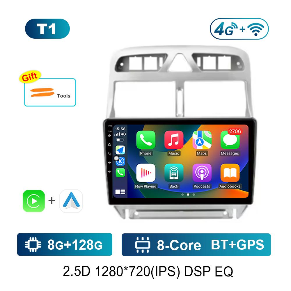 9 Inch Car Radio Multimedia Player Android for Peugeot 307 307CC 307SW 2004 - 2013 GPS 4G Carplay BT Split Screen Auto Tools