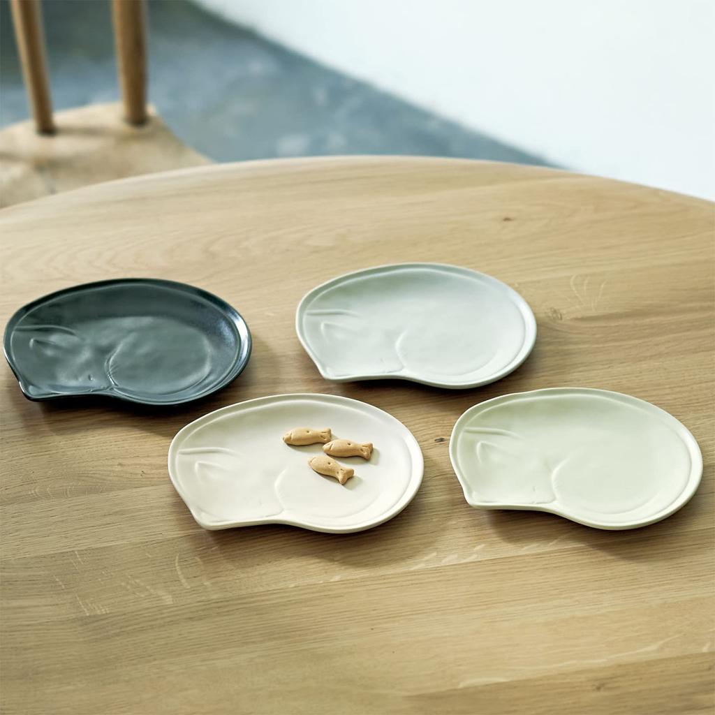 Aito Seisakusho [Neko Neco] Teller Gericht Servierplatte ca.. 18cm Katzenmuster Grau Mikrowellen- und Spülmaschinenfest Seto-Ware Hergestellt in Japan 111102