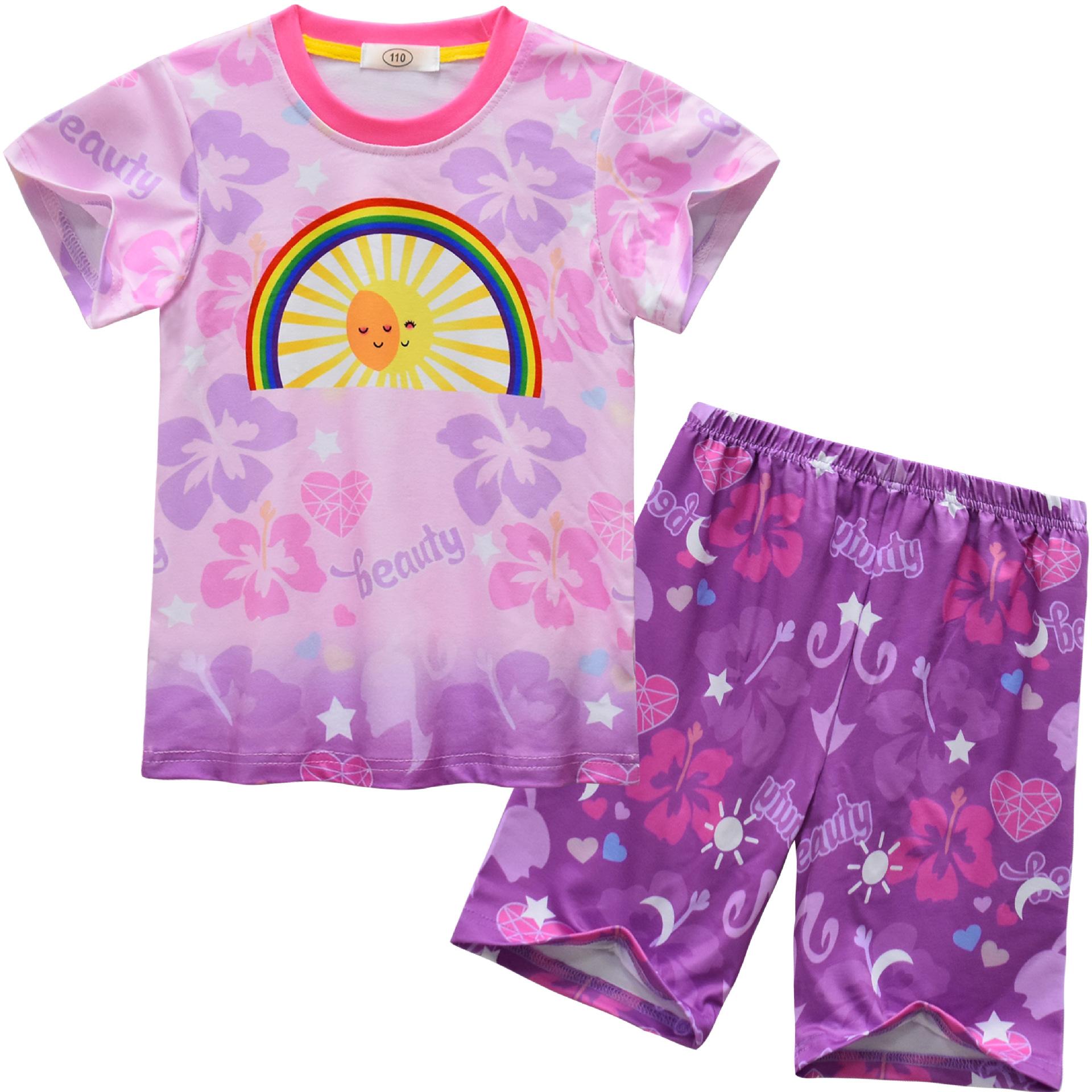 

Casual Summer Floral Digital Printing, Middle-Aged And Older Children S Clothing, Short-Sleeved Loungewear Set 92359 110