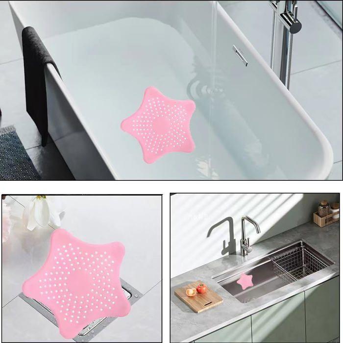 Filtre évier - AIMOONSA - Étoile de mer - Silicone - Lot 2 - Rose