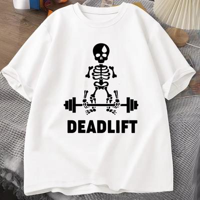 Deadlift Skeleton Ghost Graphic Tee Funny Gym Lover Tshirt Print Oversized Tshirt Women Short Sleeve Loose Tee Harajuku Tops