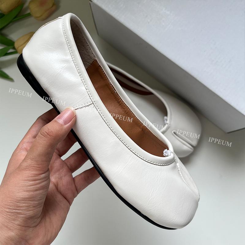 Fashion IPPEUM Tabis Shoes Black Ballets Flats Split Toe Shoes Women Mary Janes Plus Size 44 Dress Loafers Ballerina Zapato Mujer