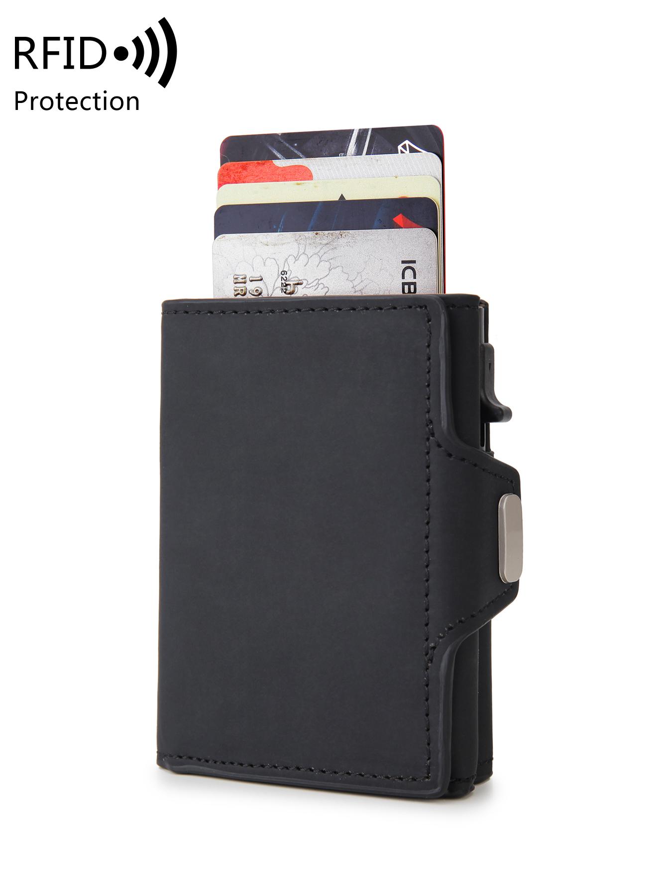 

Мужской кошелек RFID, держатель кредитных карт, кожа PU, мини-кошелек, автоматический выдвижной многофункциональный держатель банковских карт