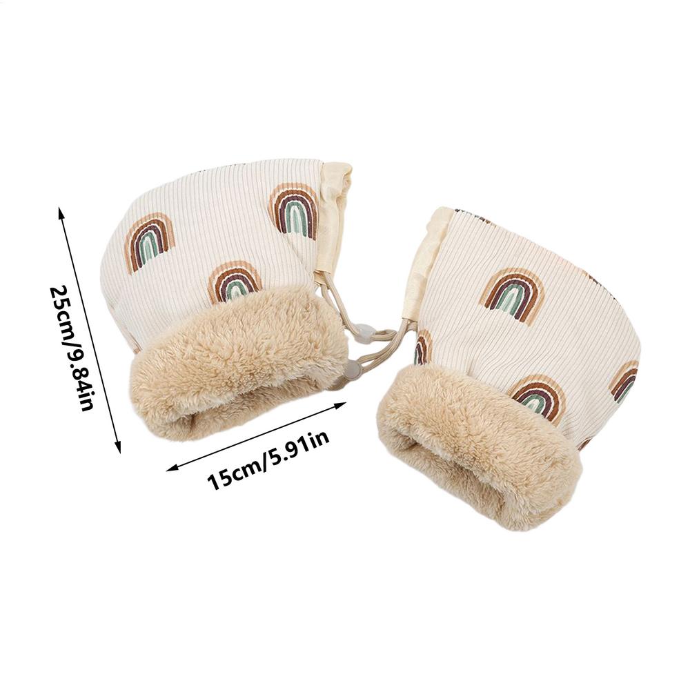 

Stroller Gloves for Kids Plush Lined Windproof Hand Muff Warm with Rainbow Pattern for Baby Pushchair Pram Winter Outdoor Walk