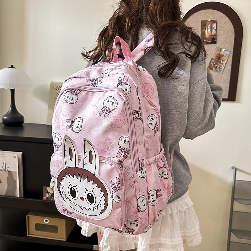 Trendy Large Capacity Anime Cartoon Backpack For Middle School Students Unisex In Pink Purple Black Blue Coffee