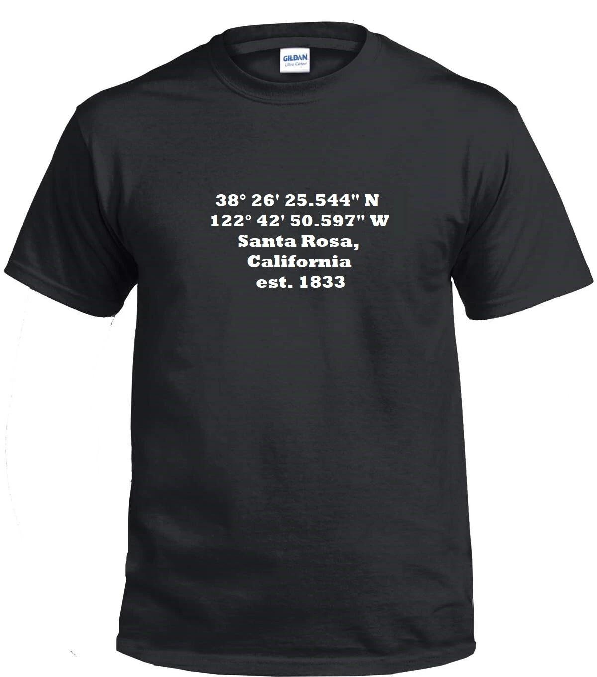 GPS Coordinate Santa Rosa California est. 1833 Sonoma Wine County Tee Shirt M