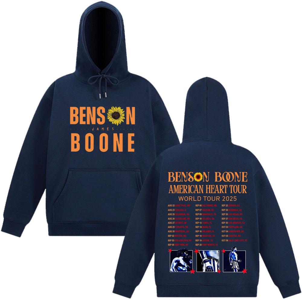 Benson Boone American Heart Tour 2025 Vintag Graphic Hooded Sweatshirts Men Women Fashion Sportswear Hip-hop Oversized Pullover