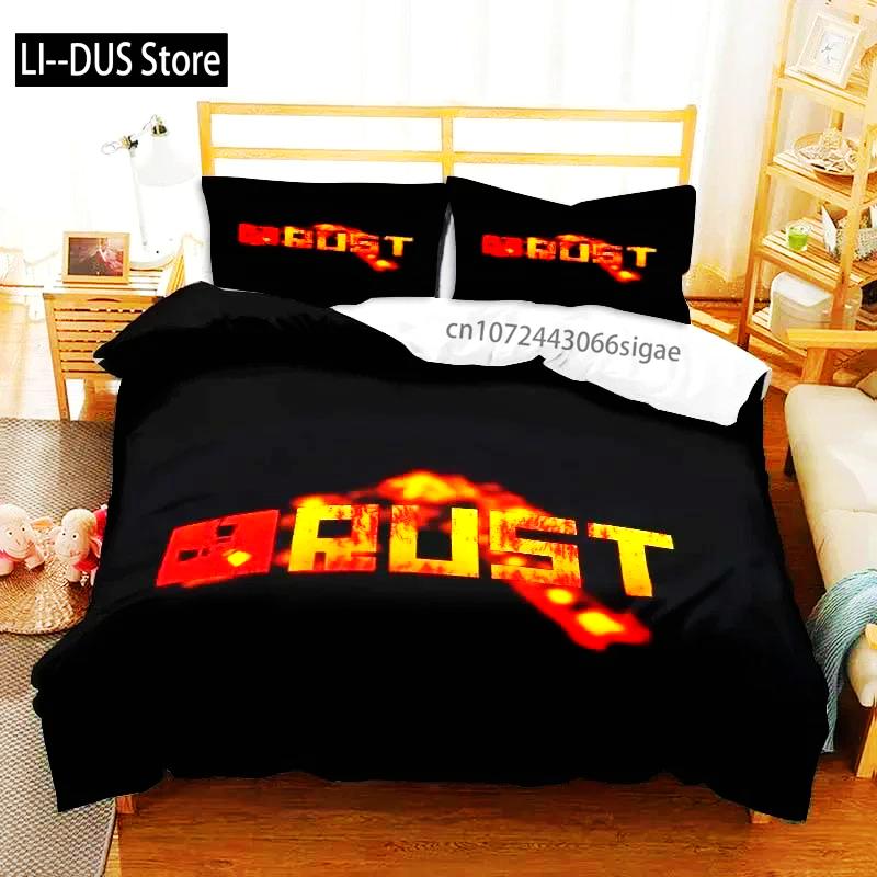 Rust Game Logo Printed Bedding Set Duvet Cover Bed Set Quilt Cover Pillowcase Comforter King Queen Size Boys Adult Bedding Set