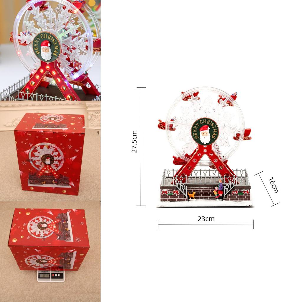 Santa Claus Themed Luminous Ferris Wheel Music Box For Holiday Celebrations