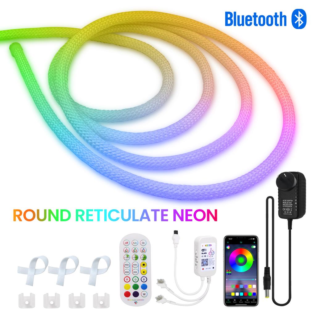 5V WS2812B RGB Neon Light 360 Degree Round Reticulate LED Strip WIFI Bluetooth APP Control Addressable Flexible Silicone IP67