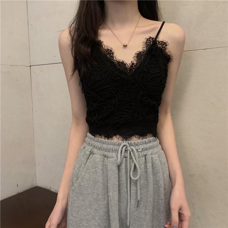 Spicy Girl Summer Wenwen Lace Camisole Bralette with Chest Pad