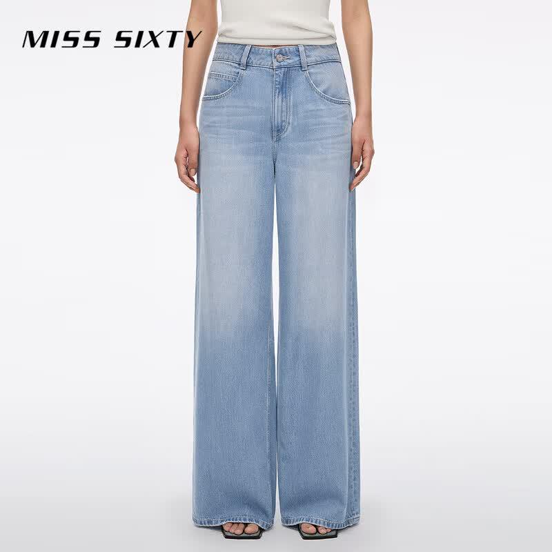 

MISS SIXTY 2026 Summer Lyocell Cotton Ripped Wide-Leg Jeans