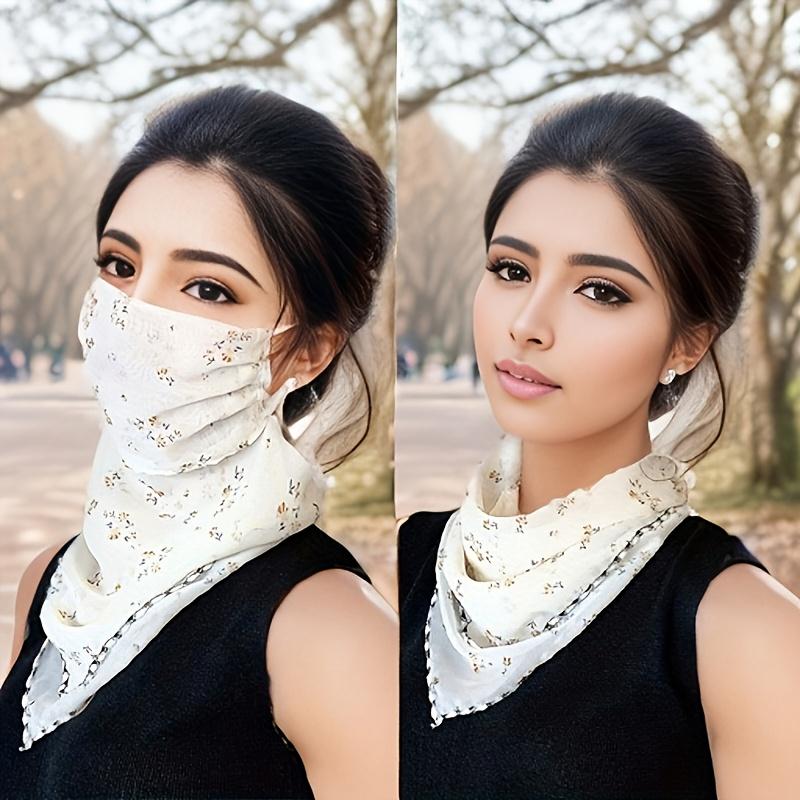 Bohemian Floral Embroidered Women's Face Mask & Neck Scarf - Lightweight Polyester, Breathable Sun Protection, Multi-Color Options for Casual Outings