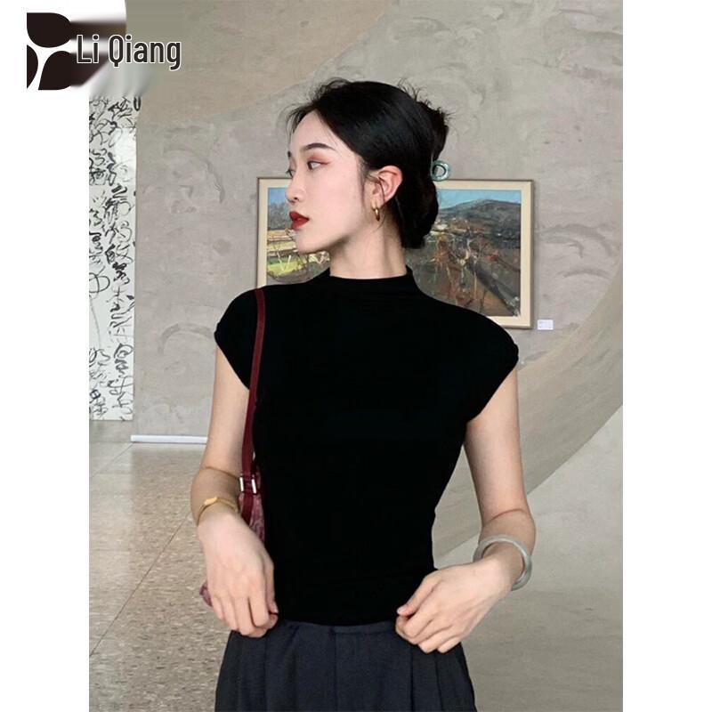 Women s Ribbed Half-High Collar Sleeveless Tank Top 2XL