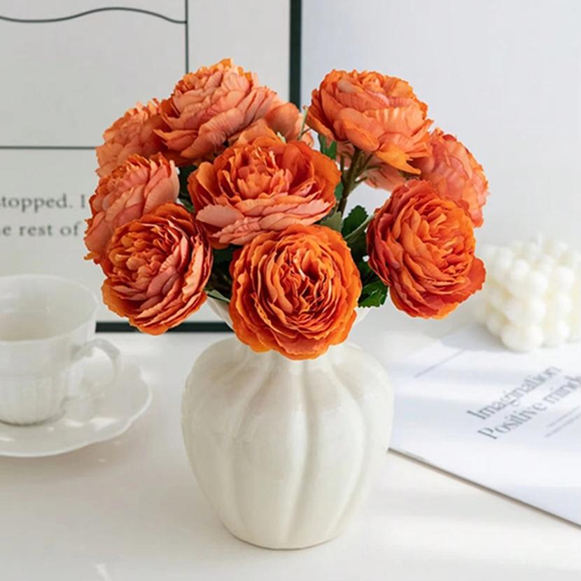 5pcs Artificial Flowers Silk Peony Valentine's Day Wedding Bridal Bouquets Outdoor Courtyard Home Room Decor Wreath Diy Box Gift
