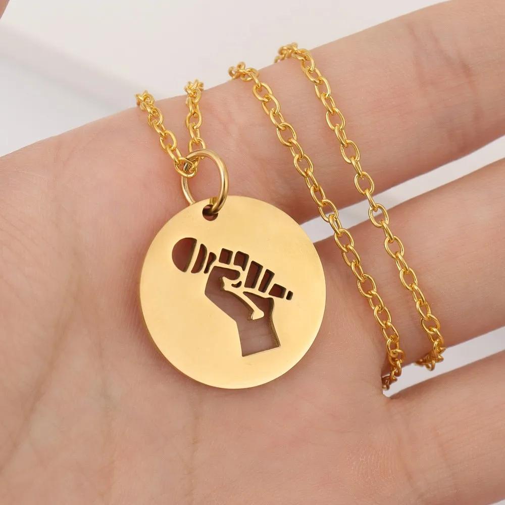 

Stainless Steel Brand Round Microphone Pendant Glamour Necklace Women Fashion Christmas Valentine Gift Amulet Jewelry Accessor Gold