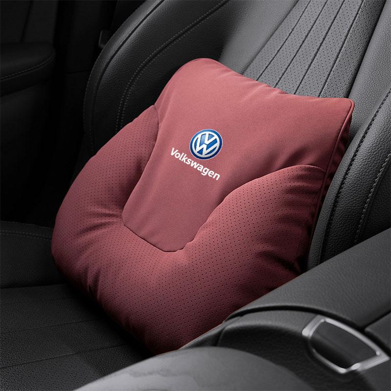 Car Seat Soft Headrest Suede Neck Pillow Waist Cushioning For VW GTI Polo Golf Passat MK678 Tiguan Arteon CC Taigo T-ROC Hub Cap