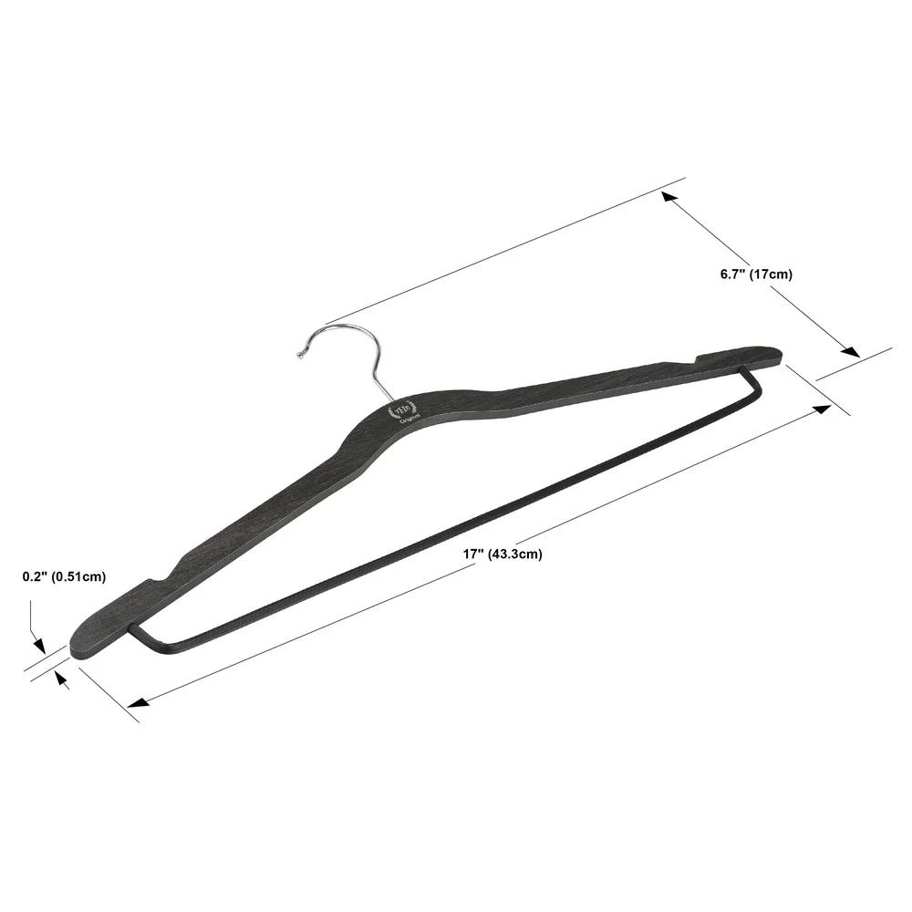 Space Saving Thin Clothing Hangers Pack of 30 Durable Non-Slip Pant Bar Wood Composite Closet Organizer Efficient Wardrobe