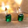 Crystal Green Square Stone Hoop Earrings For Women Vintage  Gold Color Wedding Jewelry Mother's Day Gift