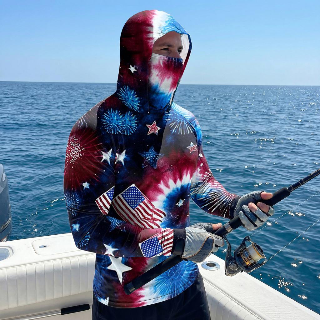 Men's Casual Raglan Sleeve Hoodie Long Sleeve Sun Protection Shirt Lightweight Breathable Fabric with Graphic Print for Outdoor Sports