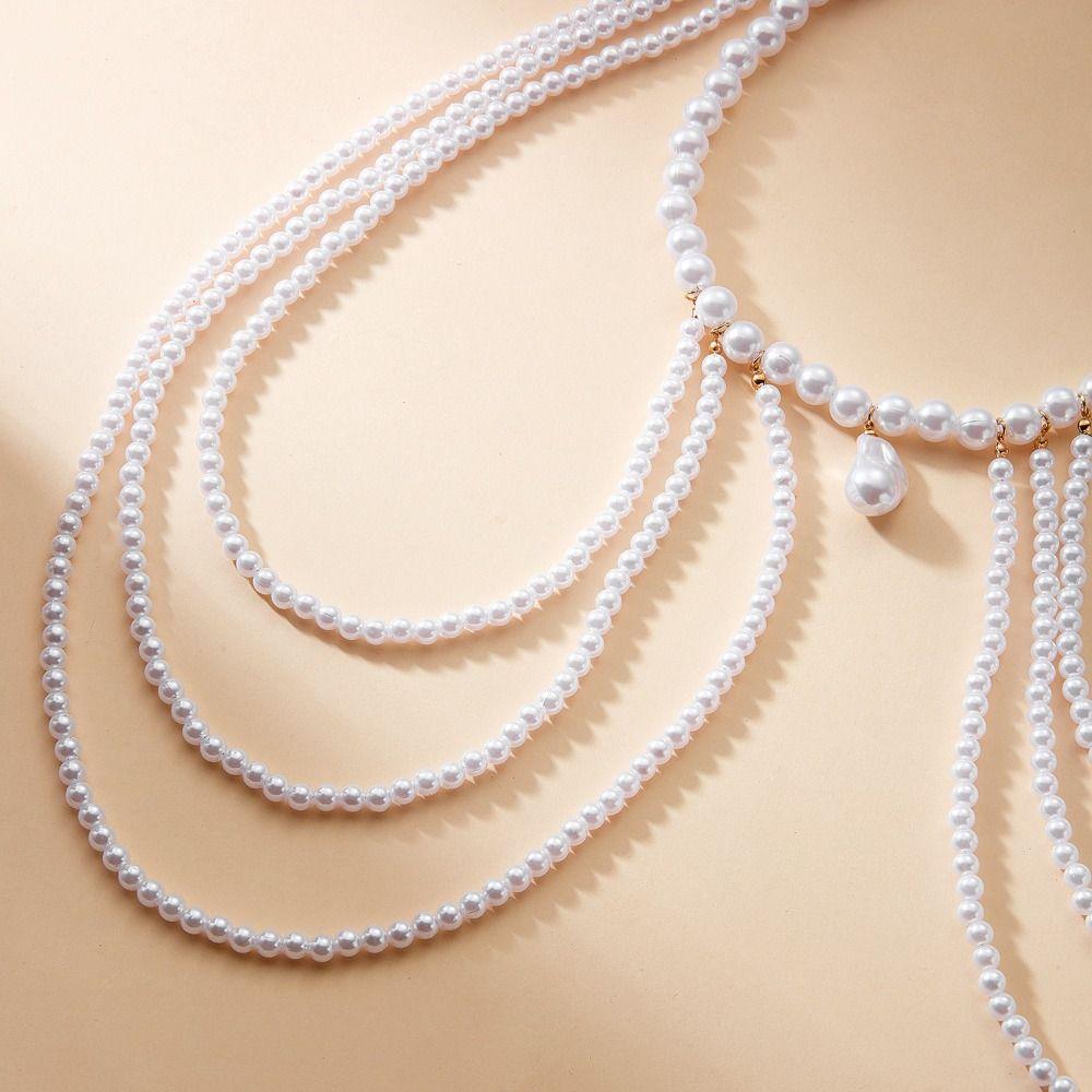 Perlen Imitation Perle Schulterkette Mehrschichtige Schulter Körperkette Bankett Partys