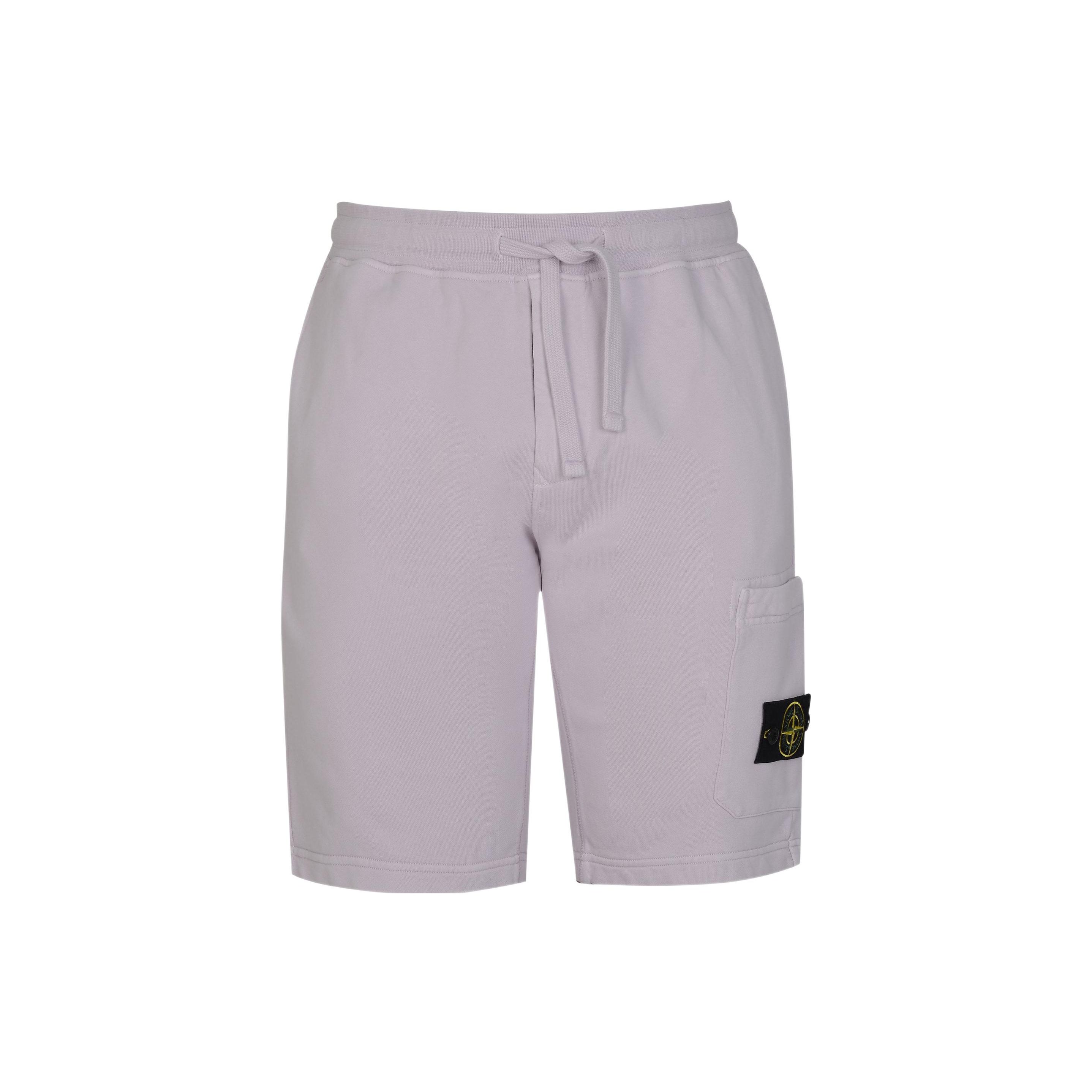 

STONE ISLAND 64651 Хлопковые флисовые шорты с крашением в готовом изделии Белый Мужская уличная одежда 761564651-V0086 M