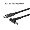 140W Type C to DC5.5x2.5mm 5.5x2.1mm 4.5x3.0mm 6.0x3.7mm 7.4x5.0mm Power Cable