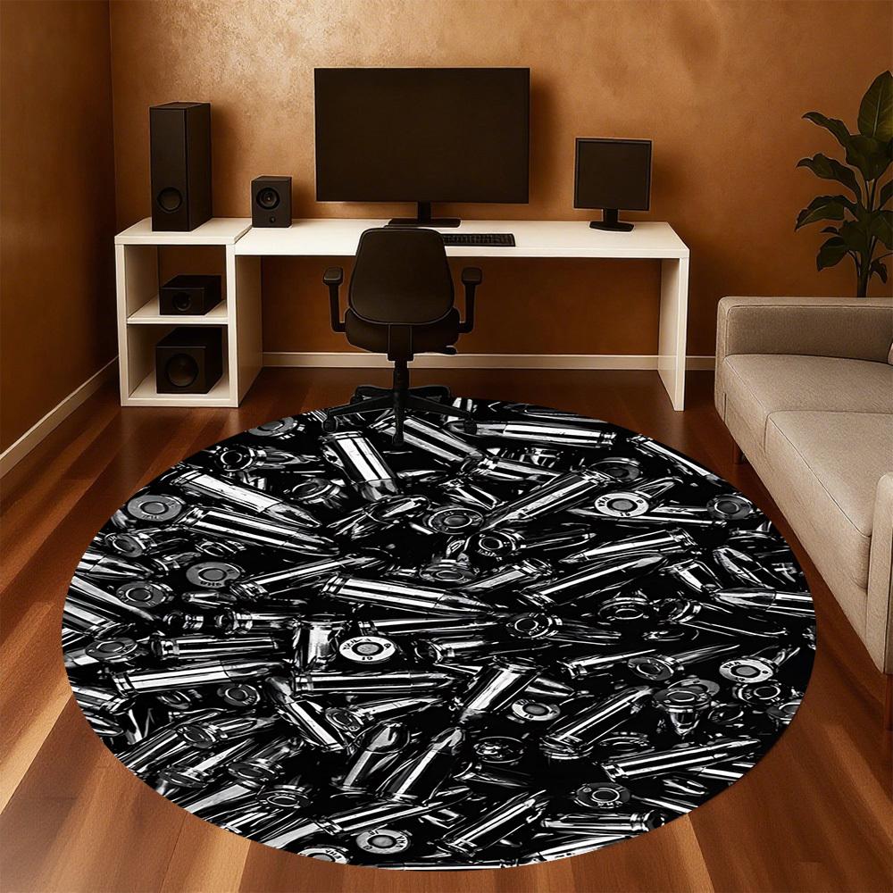 1pc bullets ammunition Round Chair mat office Area Rug - Non-Slip, Floor Mat for Office, Bedroom, and Indoor Decor p127001