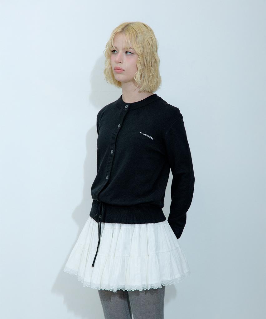 Rough Neck Pom-Pom Volume Skirt White