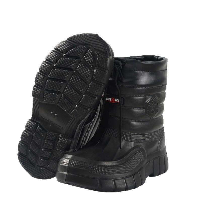 Black high-top velvet warm outdoor rain boots car wash labor insurance wear-resistant medium and high waterproof cotton shoes