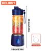 BELIBUY 450ML Electric Juicer Cup 2 Cups For Travel Portable Juicer Mixer Usb Charge Fresh Fruit Juice Personal Blender Smoothie