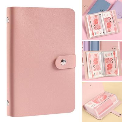 Save Money 100 Envelopes Money Saving Challeng Large Capacity Waterproof Mini Binder Savings Challenge Reusable PU