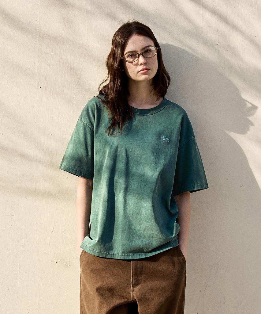 Peullukeu Slam Logo Pigment Short Sleeve T-Shirt Blue Green Fst749