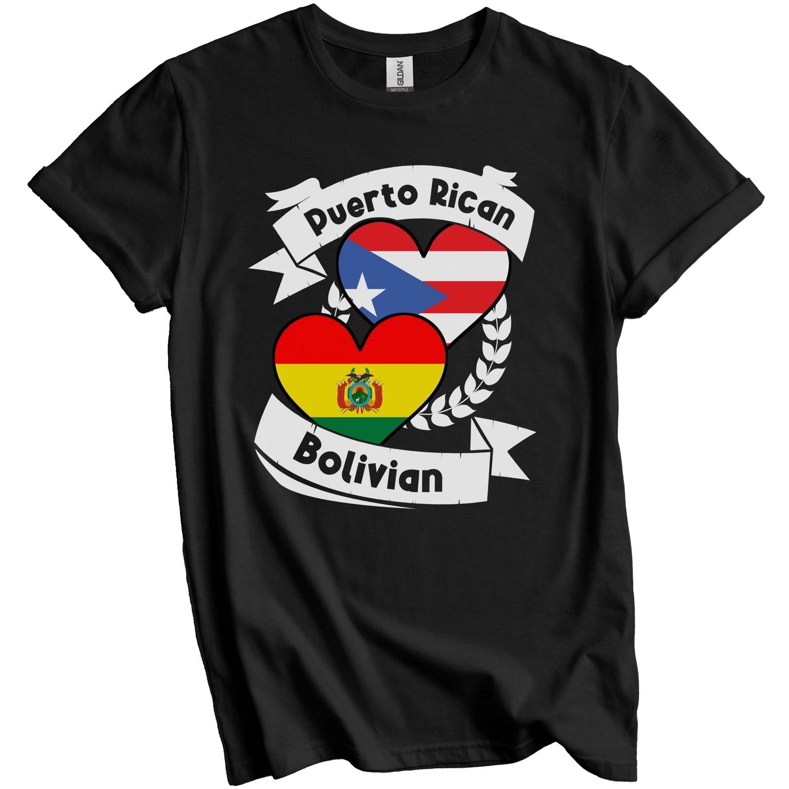 Puerto Rican Bolivian Heart Flags Puerto Rico Bolivia T-Shirt XL