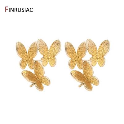 DIY Women Earrings Jewelry Findings Components Earring Making Supplies 14K Real Gold Plated Butterfly Post Earring with Ring