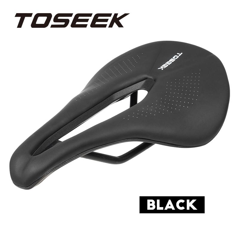 TOSEEK Fahrradsattel Carbon Leichtleder Gel Belüftung Mountain Road Bike Sitzsattel mit Einfachem Originaldesign für