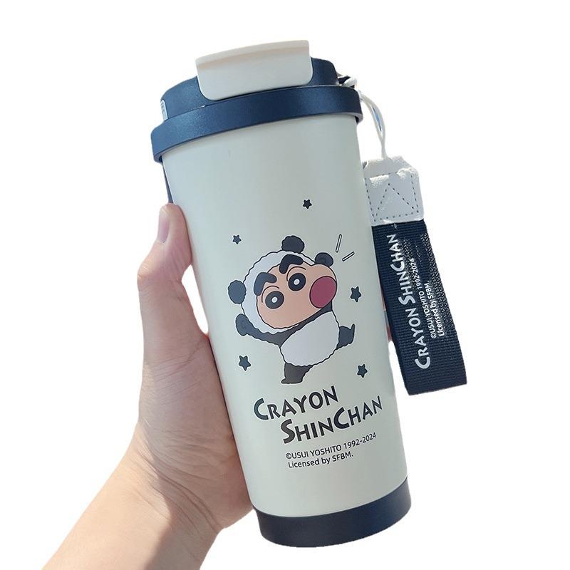 2024 Crayon Shin-chan Isolierter Stroh-Kaffeebecher für Frauen - Niedlicher Doppel-Trink-Bürobecher