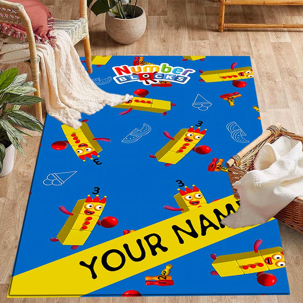 Tappeto da pavimento con blocchi numerici Inverno Divertente Nome Personalizzabile Tappeto per Ufficio Design per Stanze dei Giochi Camere da Letto Ingresso Tappeto Antiscivolo per Esterni Ufficio Arredamento per la Casa