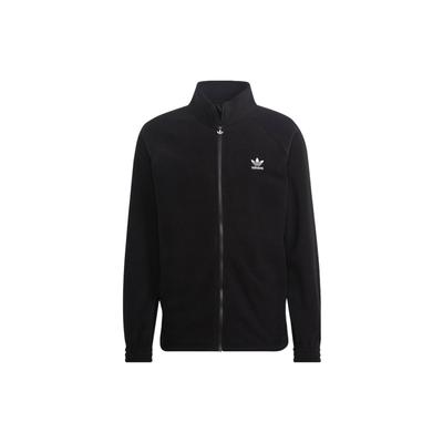 Originals FW22 Trefoil Fz Teddy Print Zip Collar Jacket Men Outerwear Black HK7295