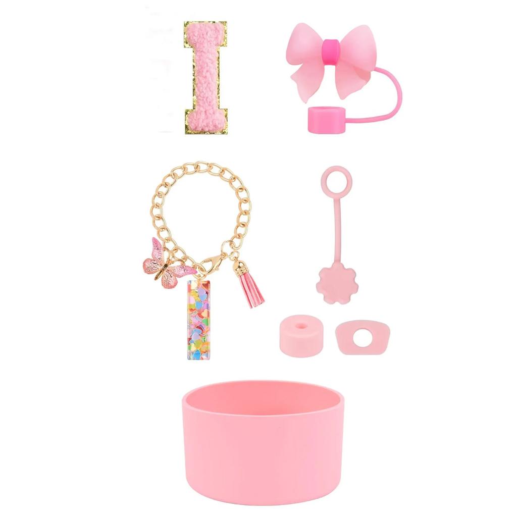 7pcs Cup Accessories Set for Stanley 30oz 40oz Tumbler Straw Cover Cap Boot Spill Proof Stopper Letter Keychain Charm Sticker