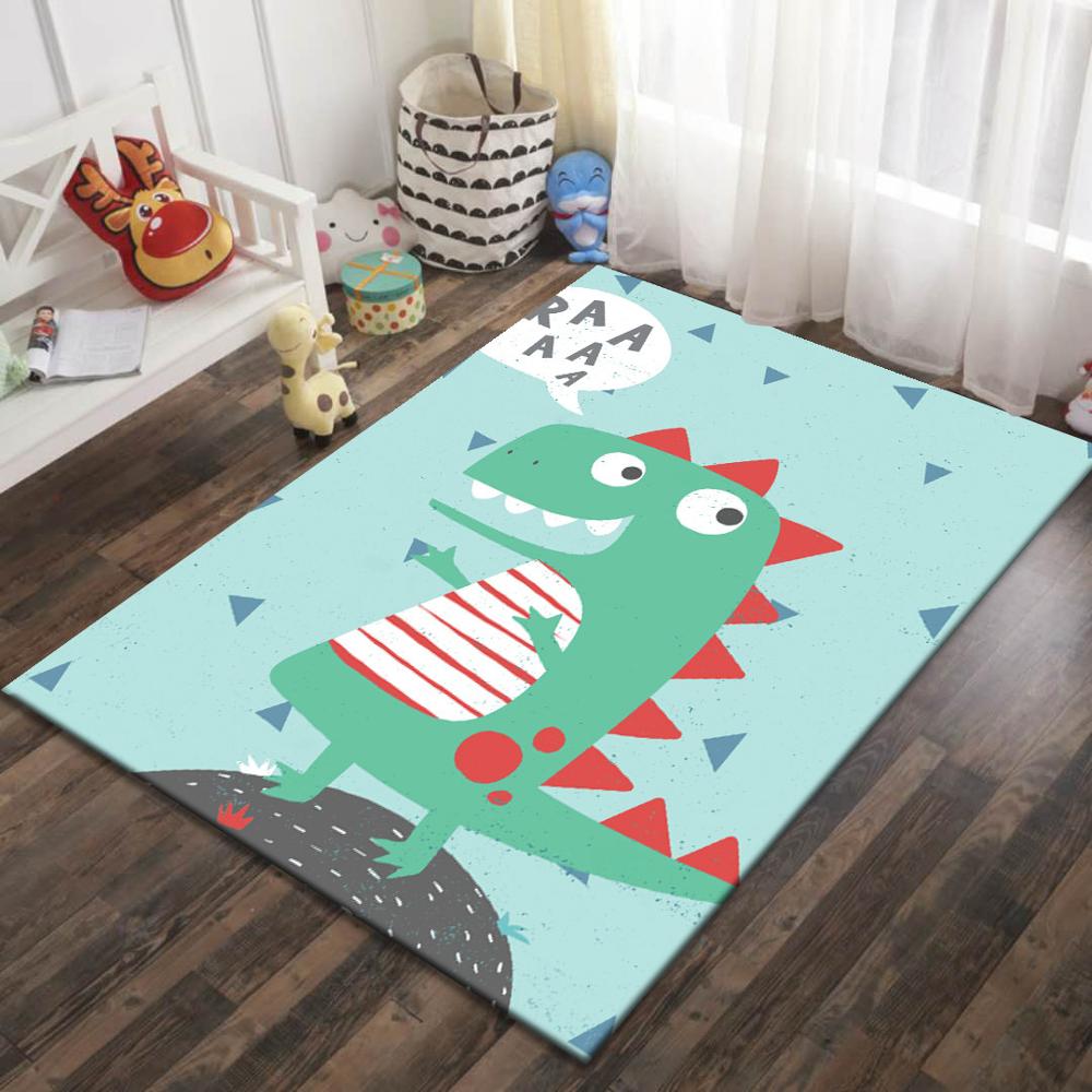 Cartoon Football Carpet Living Room Area Rug Kids Play Mat Aircraft Soccer Dinosaur Boys Bedroom Rug Crystal Velvet Doormat